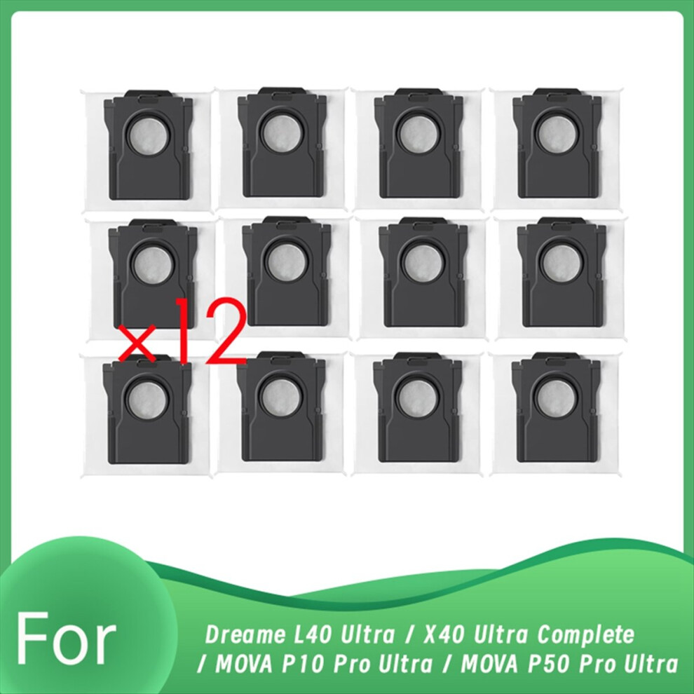 12 Pcs Dust Bags for Dreame L40 Ultra / X40 Complete MOVA P10 Pro P50 Robot Vacuum