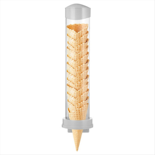 Iskremdispenser, vaffelholder, plastrør med magnetisk plate, lim