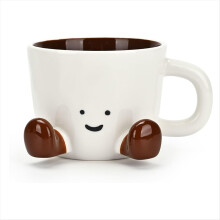 Cană de cafea, cană drăguță și amuzantă pentru femei, cești de ceai ceramice de 12,8 oz/380 ml, cadou de birou, culoare caramel