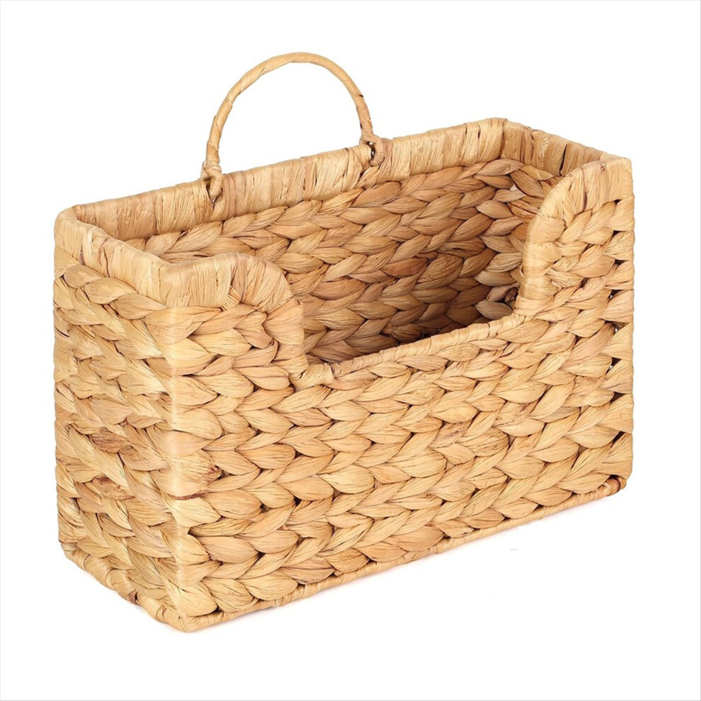 Handwoven Water Hyacinth Wall Magazine Holder - Hanging Organizer for Mail, Newspapers & Magazines, Boho Storage Basket-image-OPC-PMT787V-NEW