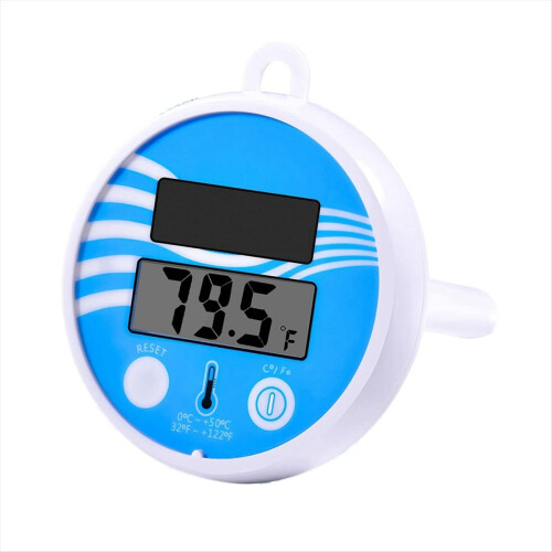 Flytande pooltermometer trådlös - simtemperatur lättavläst, solcellsbaserad digital