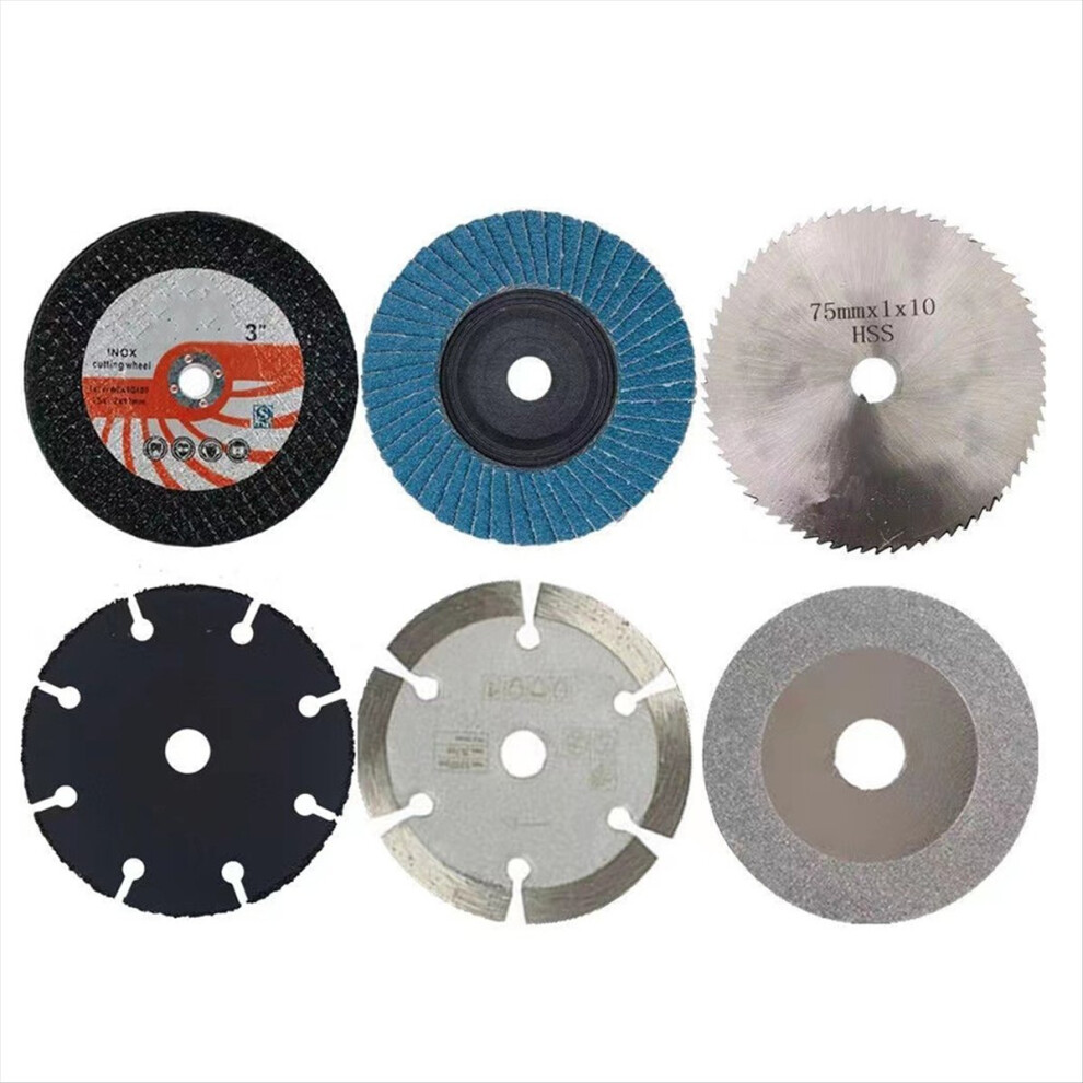6Pcs 75Mm Cutting Disc For 10Mm Bore Angle Grinder Metal Circular Saw Blade Flat Flap Grinding Wheel Sanding Pads Tool 4853796310954