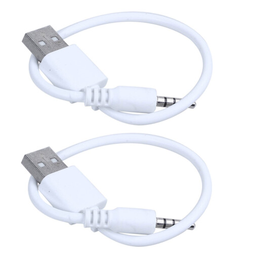 2x bílý USB datový synchronizační kabel pro Apple iPod Shuffle 1. a 2. generace