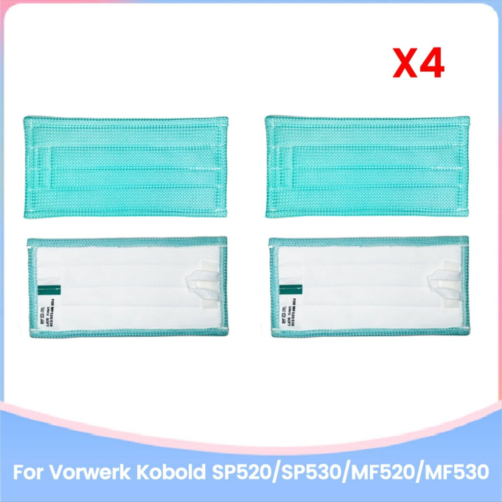 4PCS Mop Pads for Vorwerk Kobold SP520/SP530/MF520/MF530 Vacuum Cleaner Parts Washable Steam Cloths
