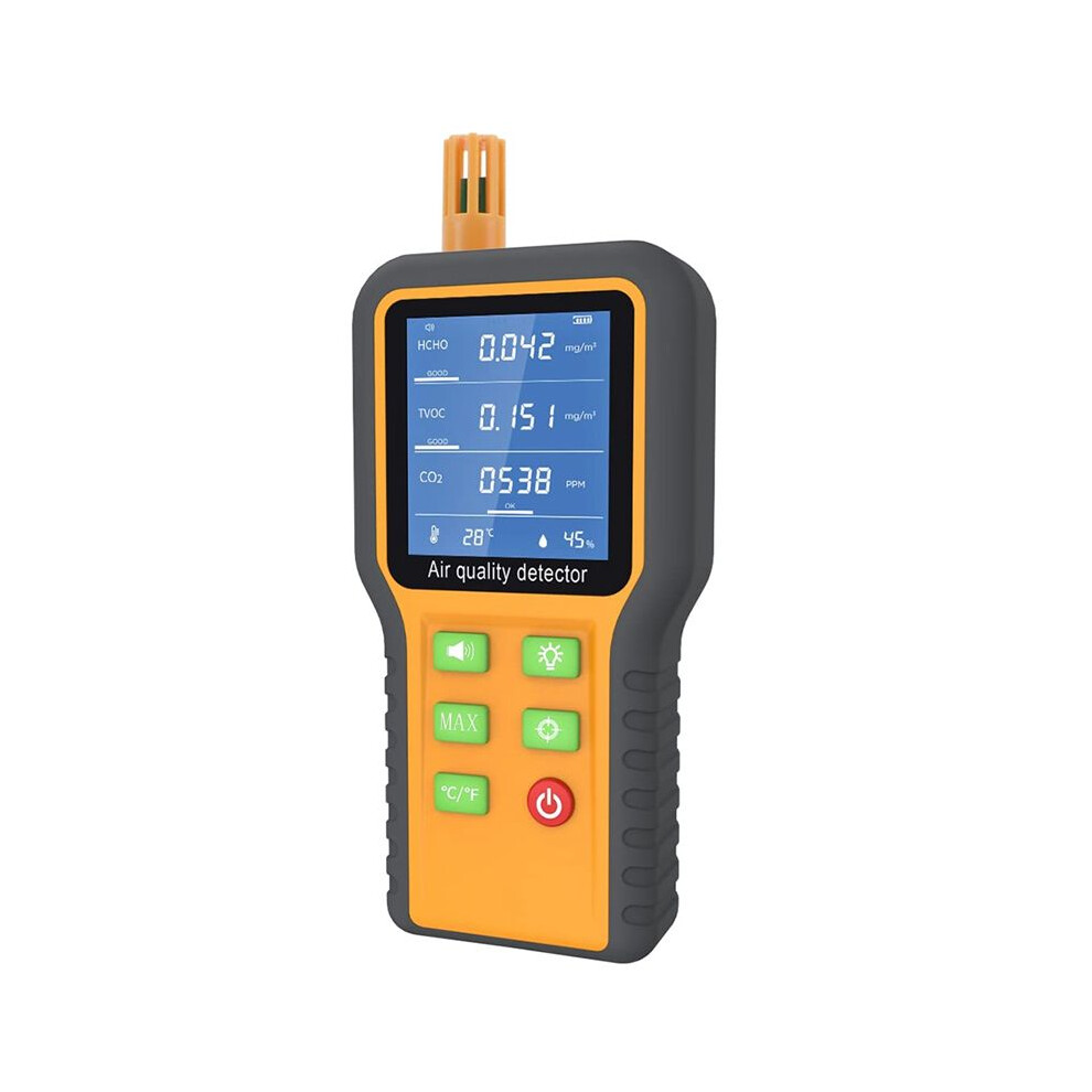 Air Quality Monitor Co2 Formaldehyde Detector Tvoc/Temp./Humidity Indoor With Buzzer Prompt,Backlit Screen 4851800098973