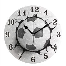12-Zoll-Fußball-Wanduhr, rund, geräuschlos, Quarz, Tischuhr, Schlafzimmer, Wohnzimmer, Heimdekoration