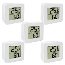 5-pakning mini digital LCD-skjerm temperatur- og fuktighetsmåler sensor veggmontert innendørs værmåler verktøy