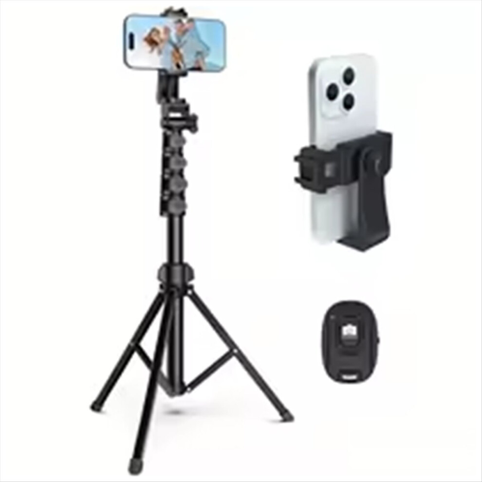160Cm Tripod For Cell Phone Camera Stand With Remote And Holder Portable Video Recording Black 4851800003090