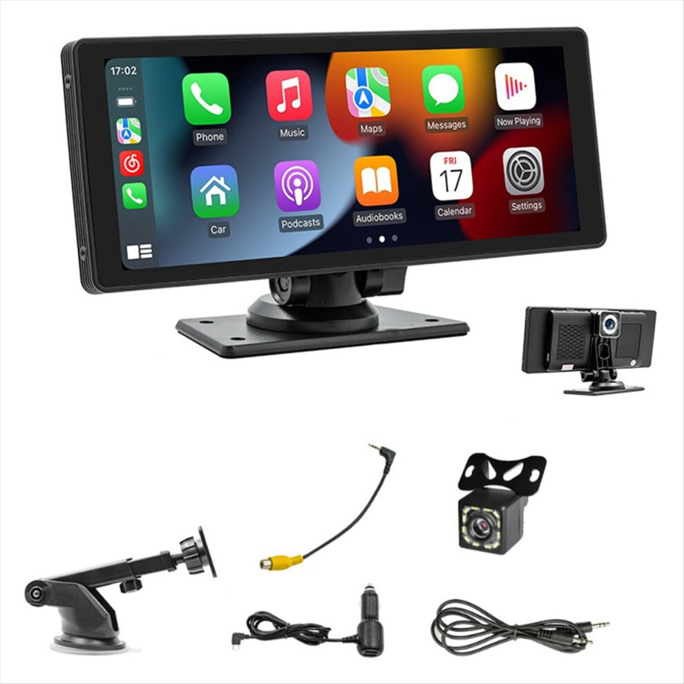 Portable Wireless Carplay Car Stereo With Dash Cam - 10.26In Hd Ips Screen, Android Auto, 1080P Backup Camera, Bluetooth 4851800008163