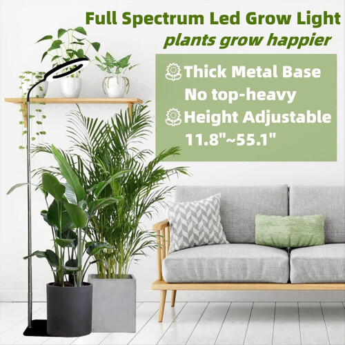 160 mm fullspektret 72 LED dimbar plantelys med timer og 3 moduser 1