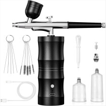 Airbrush-Set mit Kompressor, kabellosem, wiederaufladbarem 0,3-mm-Düse und Reinigungsbürste zum Malen und Schminken