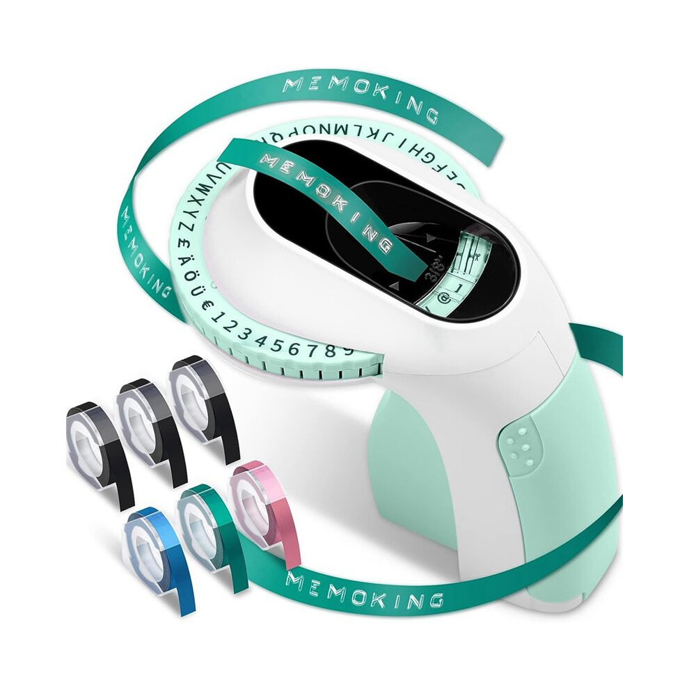 Embossing Label Maker E975 3D Printer Machine With 6 Rolls Emboss Tapes, Handheld Embosser, Green 4851800025733