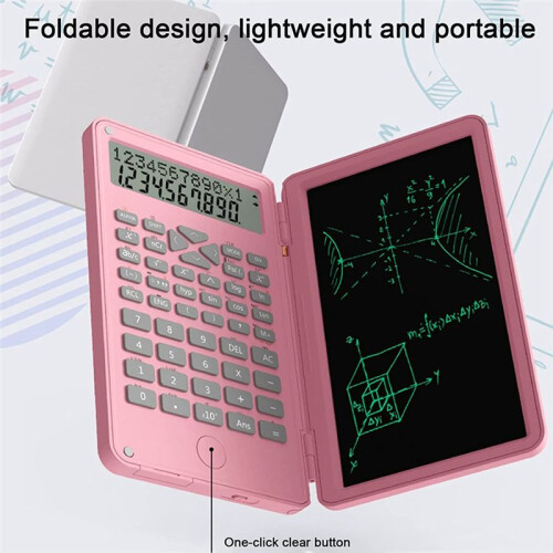 Scientific Calculators, 12-Digit LCD Display with Erasable Writing Tablet Foldable for Home School Meeting and Study B