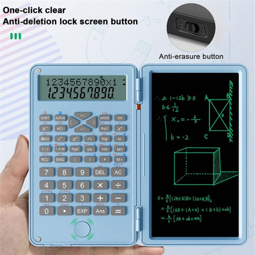Scientific Calculators, 12-Digit LCD Display with Erasable Writing Tablet Foldable for Home School Meeting and Study B 2