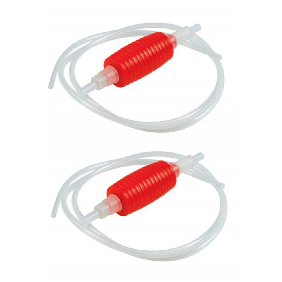 2X 1.9Meter Syphon Tube Hand Fuel Pump Gasoline Siphon Hose Gas Oil Water Transfer For Red 4851800037910
