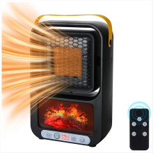 Kleiner Heizlüfter für den Innenbereich, tragbarer elektrischer Kamin mit realistischer 3D-Flamme, Mini-Raumheizung mit intelligentem EU-Stecker