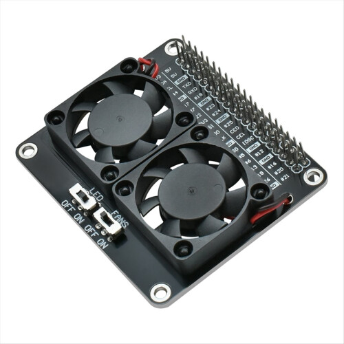 RPI Dual Cooling Fan Shield Expansion Board for Raspberry Pi 5B/4B/Zero with LED Radiator DIY Projects Electronic