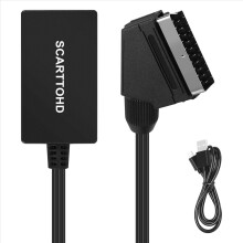 SCART-zu-HDMI-Konverter mit Kabel, HD-Adapter (720p/1080p), Video- und Audio-Adapter für TV, Monitor und Projektor