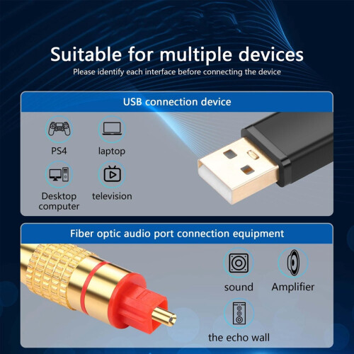 USB til optisk lydadapter Et fiberoptisk SPDIF-portforbindelseskonverterkabel til computer bærbar computer 2