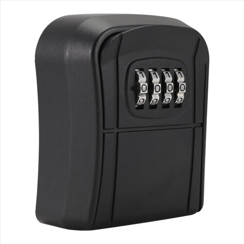 Key Box Wall Mounted Mini Safe Outdoor with Resettable 4-Digit Numeric Code Waterproof (Black) 1