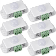 6-pak 12V 24V PIR-sensor LED-bevægelsesdetektorlyskontakt til krop, infrarød registrering, tidsfunktion