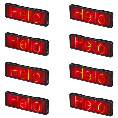 8X Bluetooth LED Navneskilt Genopladeligt Lysskilt Gør-det-selv Programmerbart Scrollende Opslagstavle Display LED, Type 2