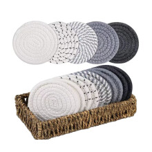 Drink Coasters ,Seagrass Basket Holder Set,10Pcs Boho Absorbent for Coffee Table, Large Hand Woven