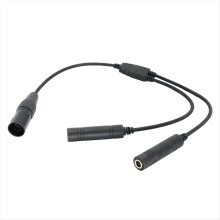 Kabel słuchawkowy lotniczy uniwersalny do komunikacji, czarny, z podwójnym złączem GA i 5-pinowym złączem XLR Airbus
