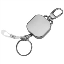 Robuster, einziehbarer Metallkarabiner mit Schlüsselband, Gürtelclip, Ausweishalter, 72 cm langes, verstärktes Stahlseil