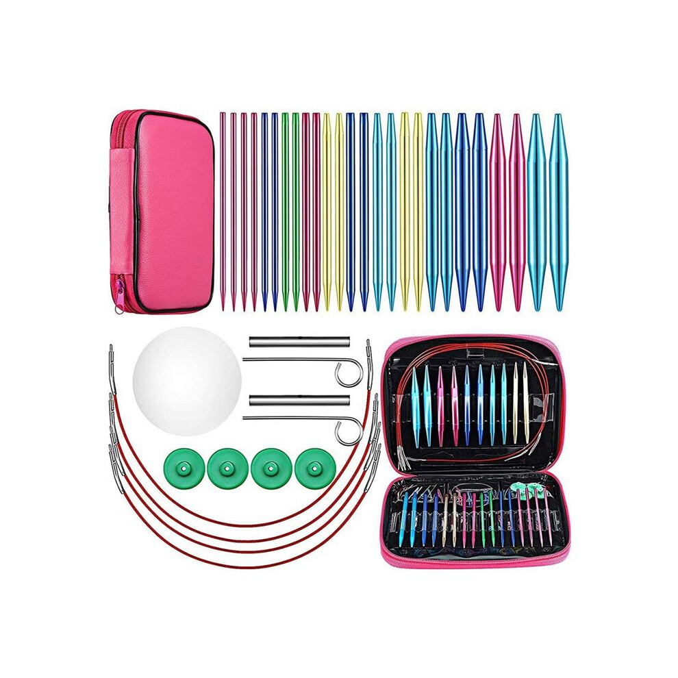 26 Pieces Aluminum Interchangeable Circular Knitting Needle Set,13 Size Crochet Needles For 4851800072768
