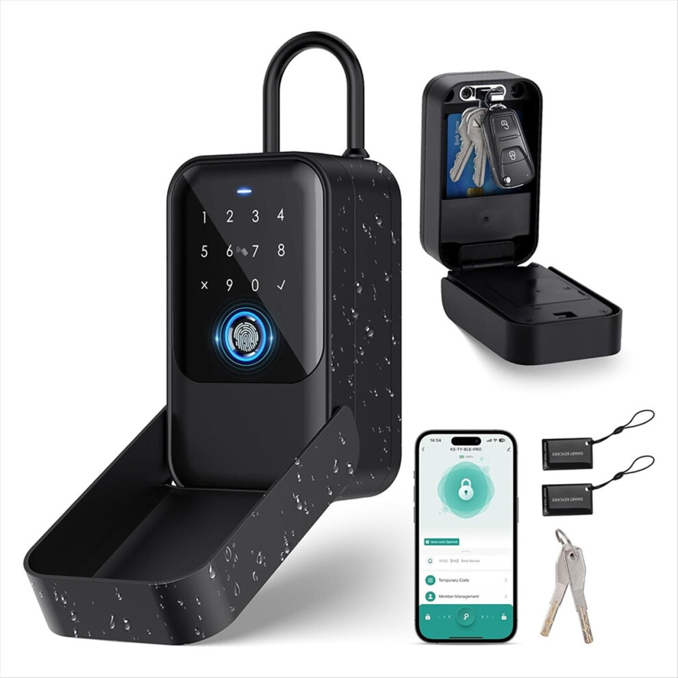 Smart Key Lock Box, Bluetooth Box with Fingerprint & Passcode Access Card Manual APP Control,-image-OPC-PMT7QV5-NEW