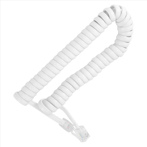 1,5 m hvit, elastisk RJ9 4P4C telefonrør, spiralkabel 1