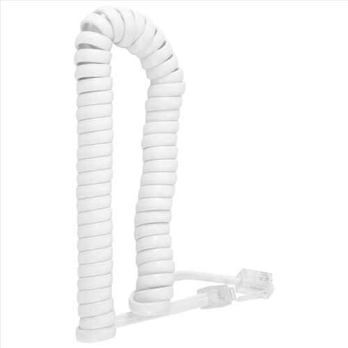 1,5 m hvit, elastisk RJ9 4P4C telefonrør, spiralkabel 2