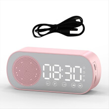 Trådløs Bluetooth-højttaler med clockradio, dobbelt alarm, understøtter TF-kort, digital til hjemmekontor, lyserød