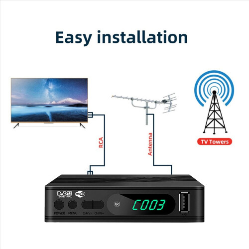 DVB-T2 TV Tuner Terrestrial Satellite Receiver Digital Decoder HEVC DVBT2 H.264 HD Boxs USB Set Top Box EU Plug 2