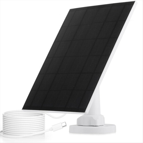 5W-2m USB-C solpanel för säkerhetskameror IP66 vattentät justerbar väggmonterad panel