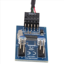 Bundkort 9-benet USB-header til 2-han-adapterkort USB2.0 dobbeltstiksplitter
