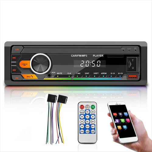 Stereo auto single DIN, Bluetooth, FM, USB, AUX, SD, MP3 1