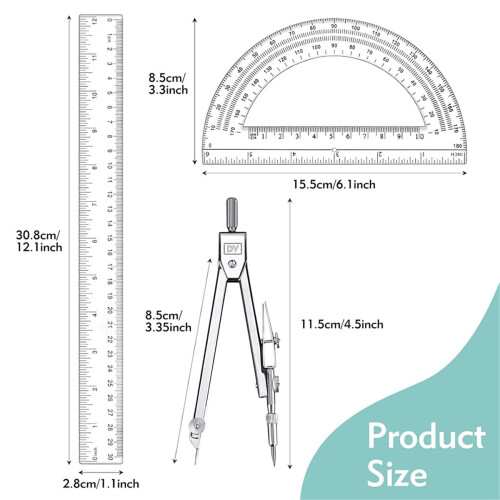 Régua de plástico de 30 cm (12 polegadas) - Conjunto com 3 unidades 1