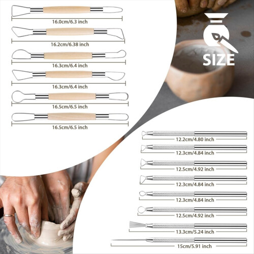 14PCS Ceramic Pottery Clay Ribbon Sculpting Tool Set 2