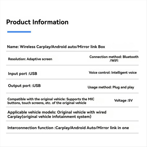 3 w 1 Carplay Mirror Link Bezprzewodowy Carplay Android A 2