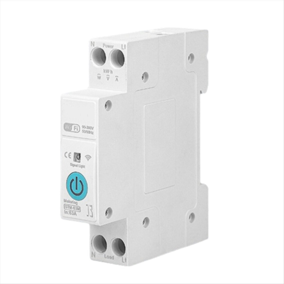 Tuya Wifi Smart Switch Energy Meter 63A 1P+N Kwh White 4851004490511