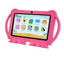 7 hüvelykes gyerek tablet rajzfilmfigura-biztos tokkal, EU csatlakozóval, rózsaszín