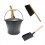 Κουβάς στάχτης με καπάκι, φτυάρι και σκούπα, μεταλλικό τζάκι 1