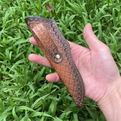19 CM Fixed Blade Knife Scabbard Embossed Cowhide Scabbard Universal Knife Case 1