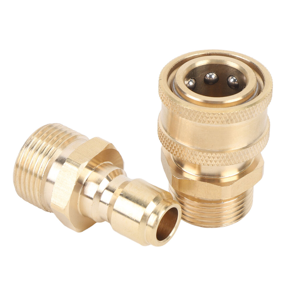 5000 Psi Brass Pressure Washer Adapter Set M22 Male + 3/8In Quick Connect 8761359002573