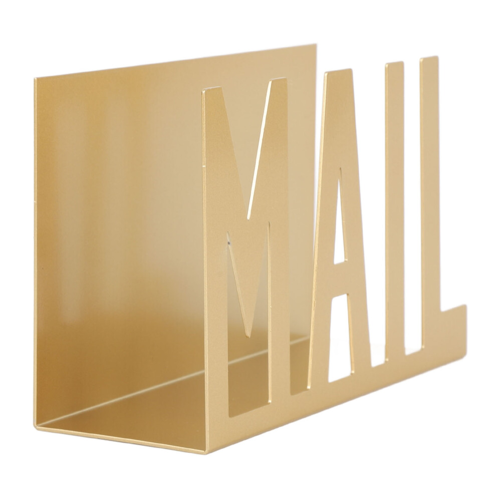 Gold Metal Desktop Mail Sorter Hollow Design Paper Holder For Bills & Letters 4951359004941