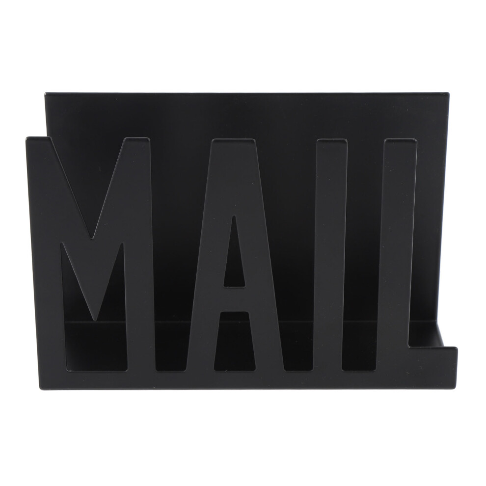 Metal Desktop Mail Holder Hollow Design For Letters Bills Papers Black Finish 6941359004957