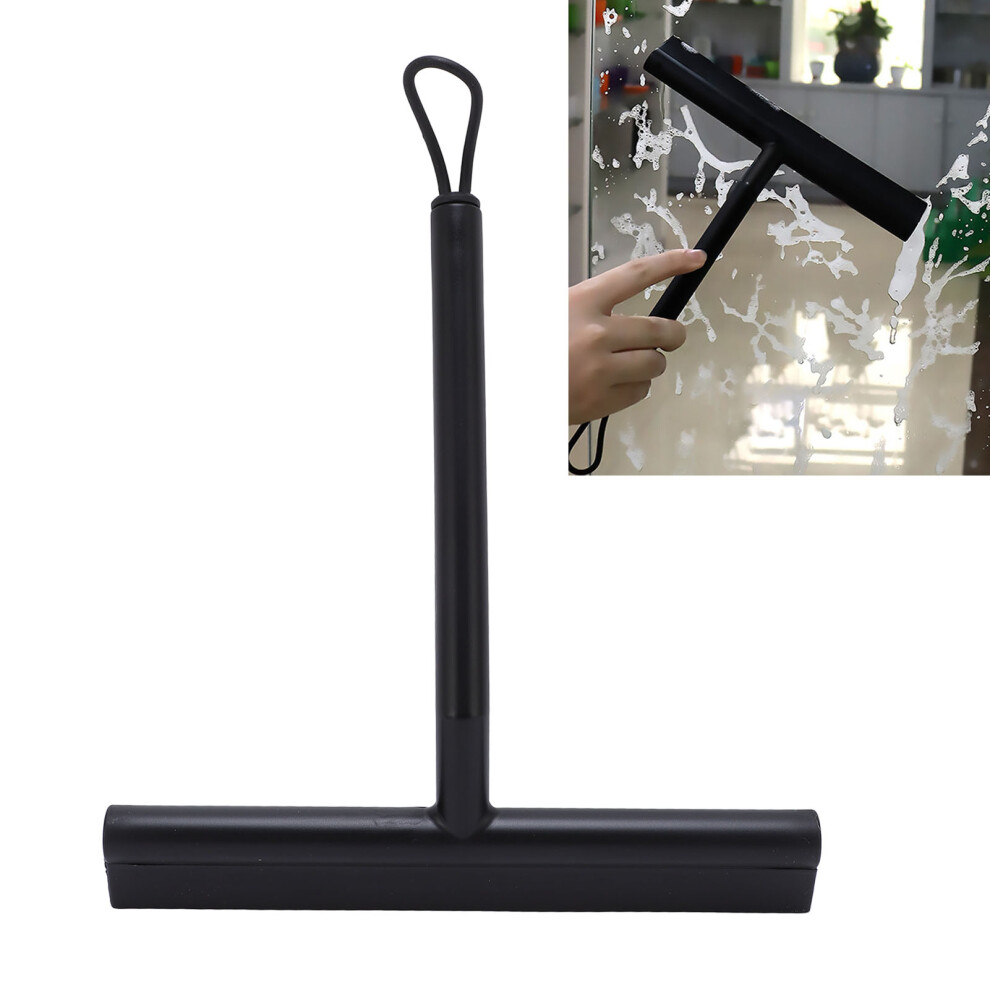 Black TPE PP Shower Squeegee with Hanging Rope, 10.6 Inch