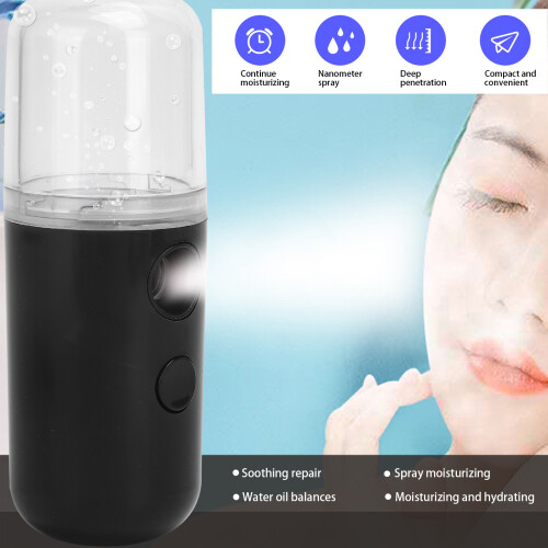 Mini Handheld Face Mist Sprayer 50ml Rechargeable Hydrating Humidifier Black 2